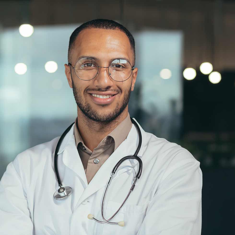 directory of healthcare image - smiling doctor with stethoscope